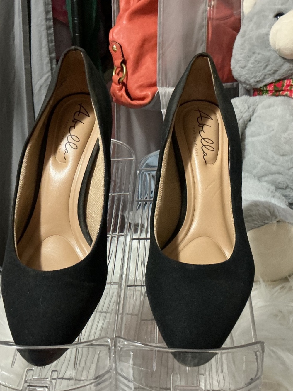 Womens Abella black fabric 3 inch heels